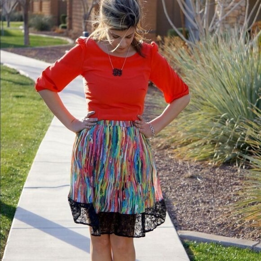 Prabal Gurung For Target Nolita‎ Pleated Skirt Multicolor Brushstroke Size 2